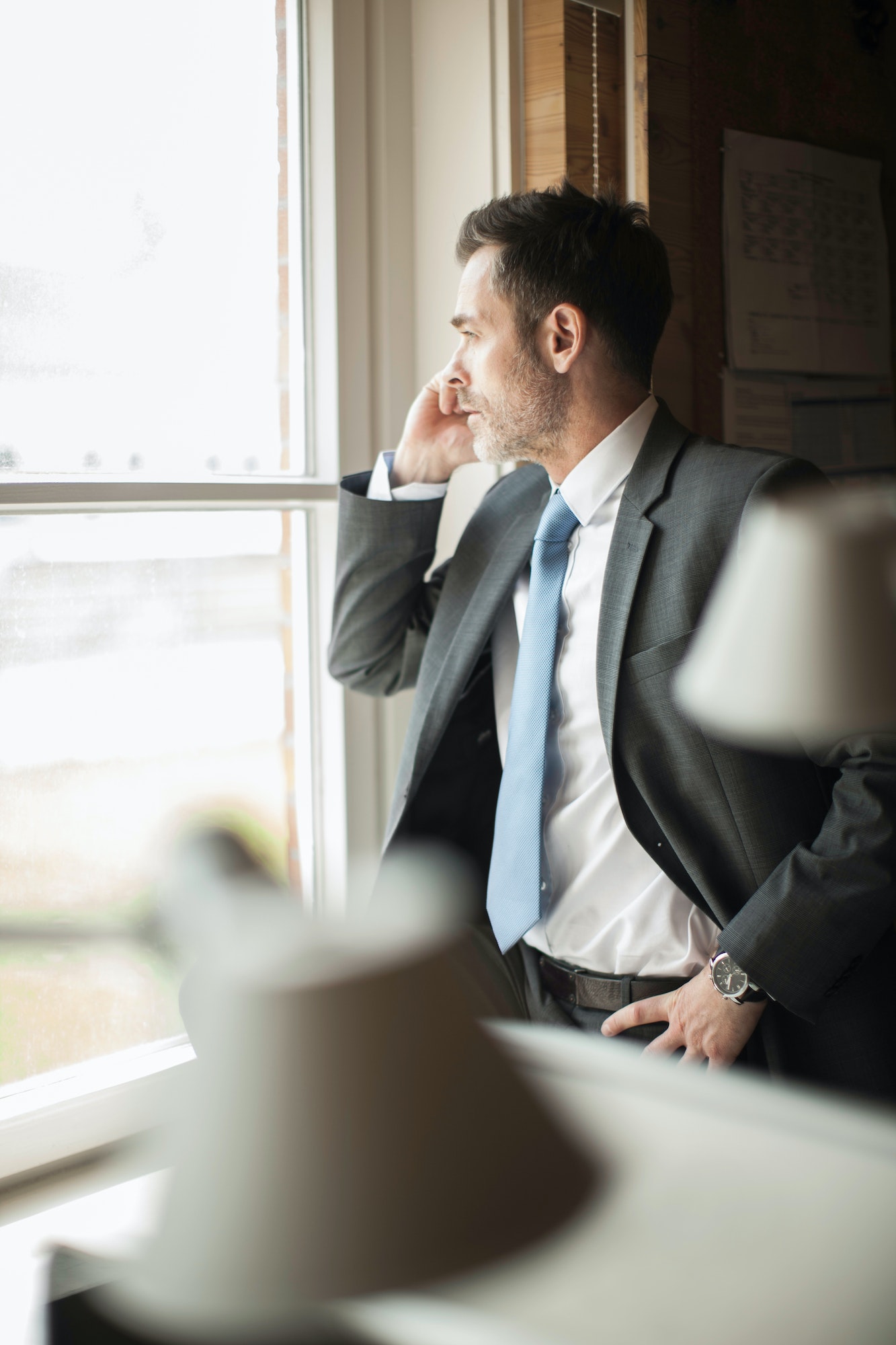 Businessman talking on cell phone